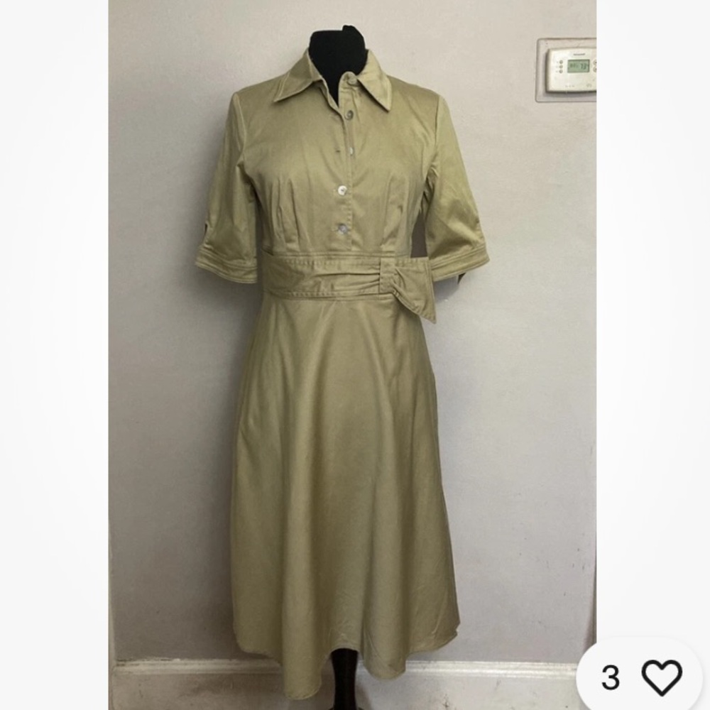 7-14 Liz Claiborne Khaki Dress Utility 10 Midi Safari